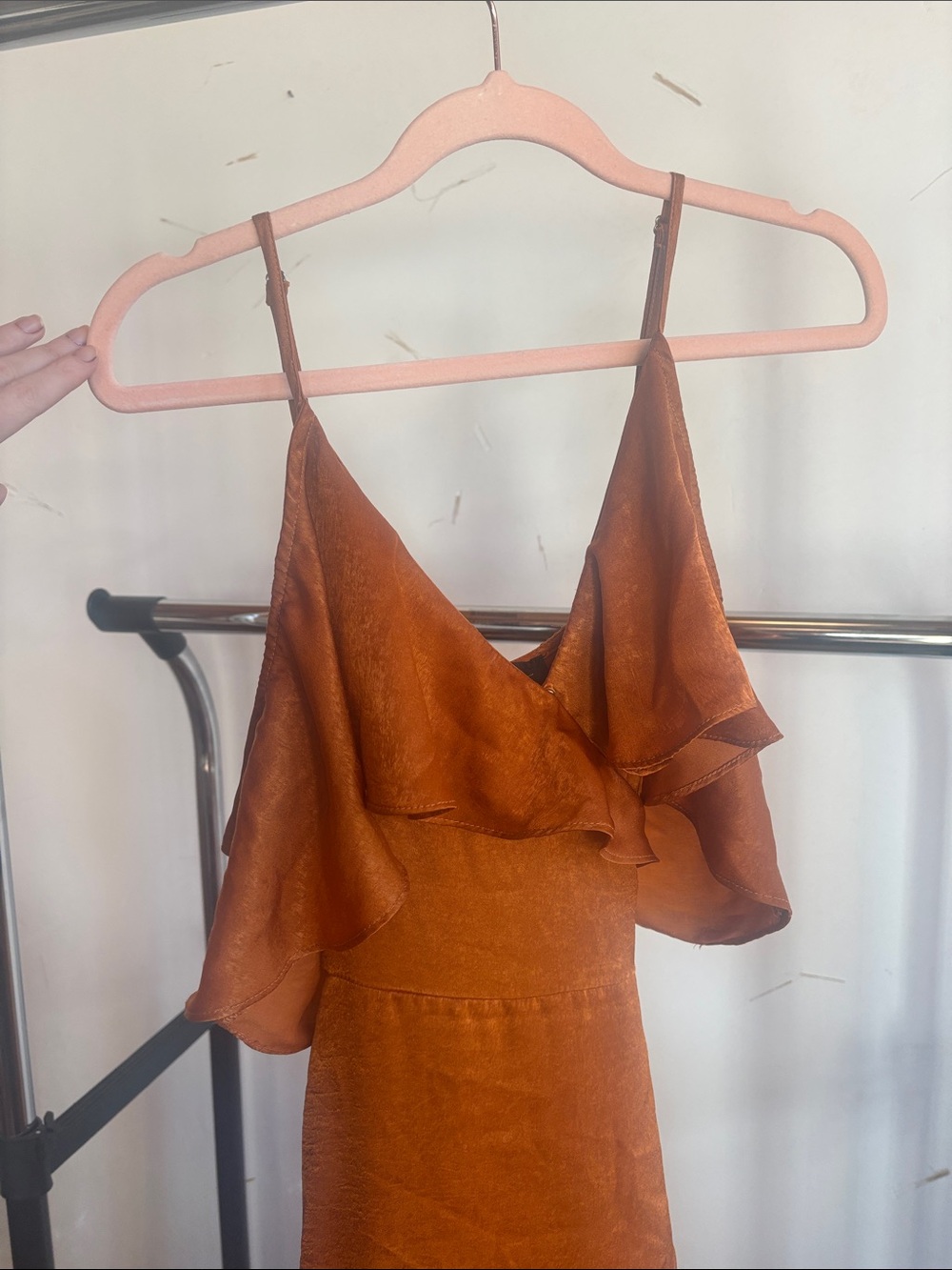 Women's Ruffle Butterfly Slip Dress - Rust Orange